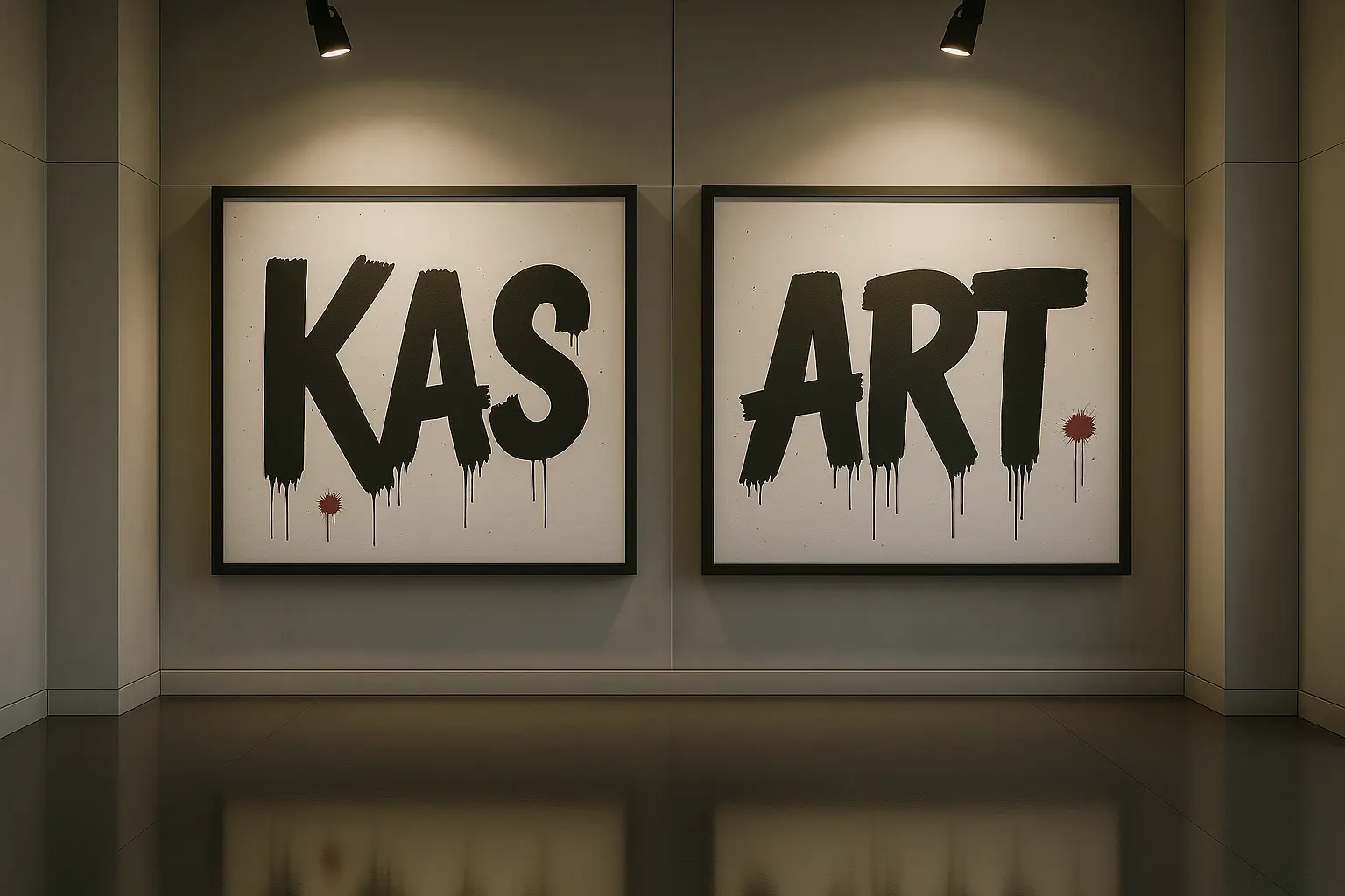 Intérieur de la galerie Kasart, présentation frontale de sérigraphies certifiées